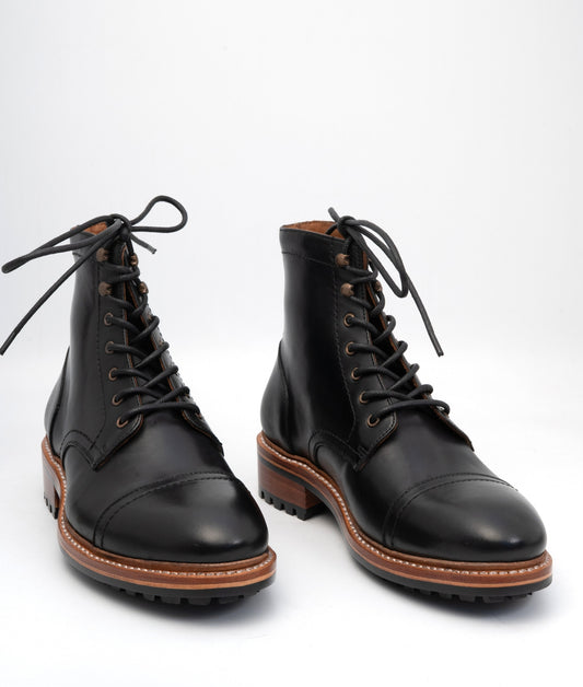 Hand Welted Classic Black Captoe Boot