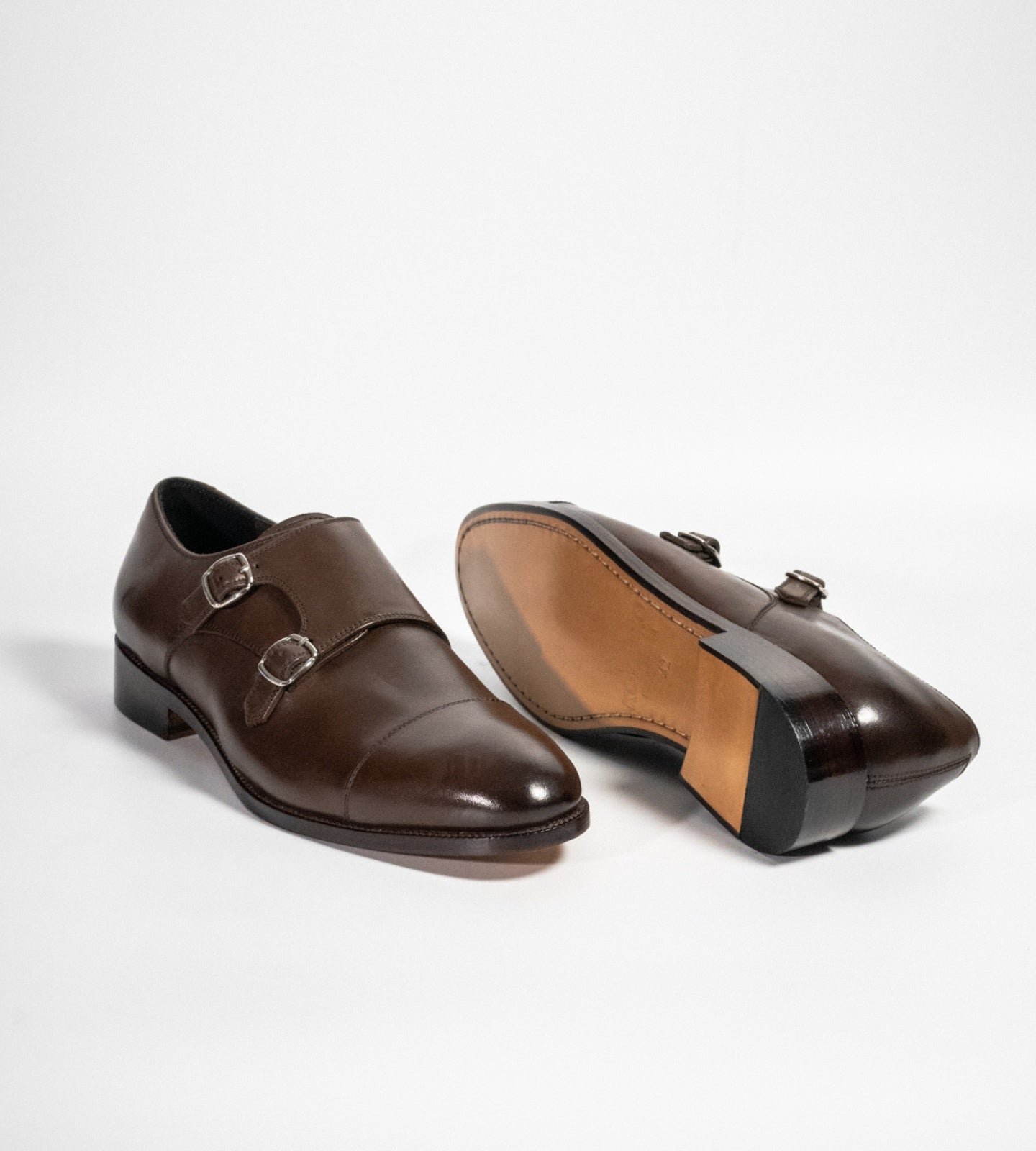 Blake Stitched Brown Double Monk Strap shoe