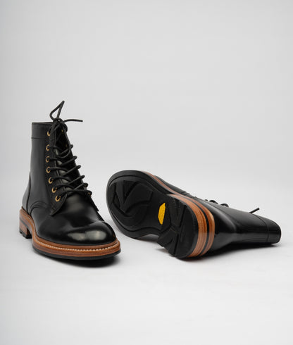 VIRASAT - Hand Welted Michigan Black Full Grain Plain Toe Boot