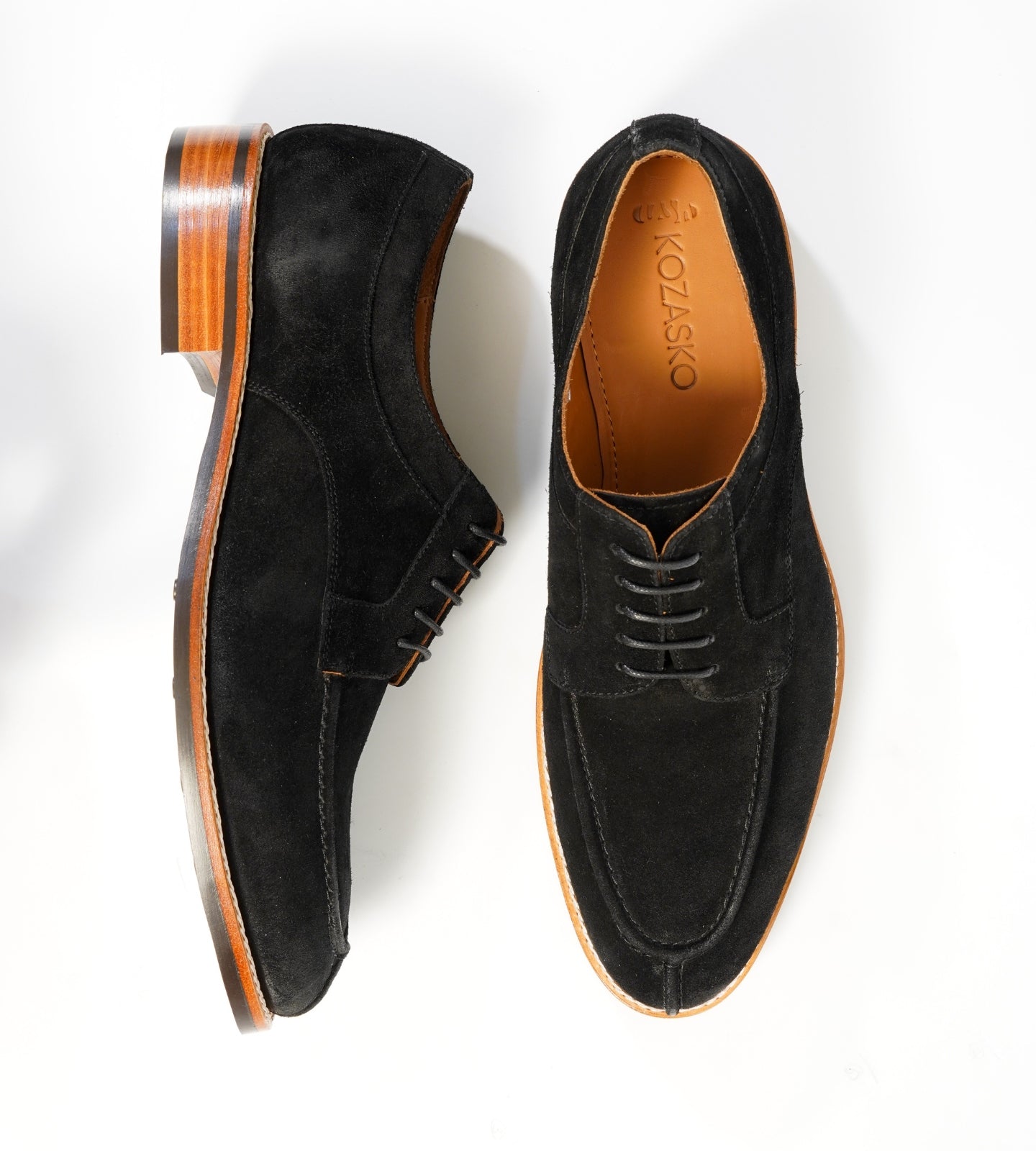 Goodyear Welted Black Suede Split Toe Derby