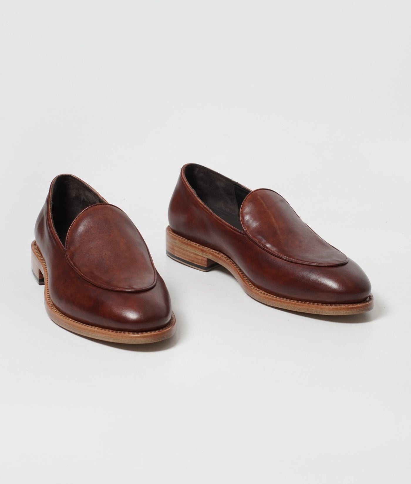 Hand Welted Dual Tone Cognac Belgian Loafer