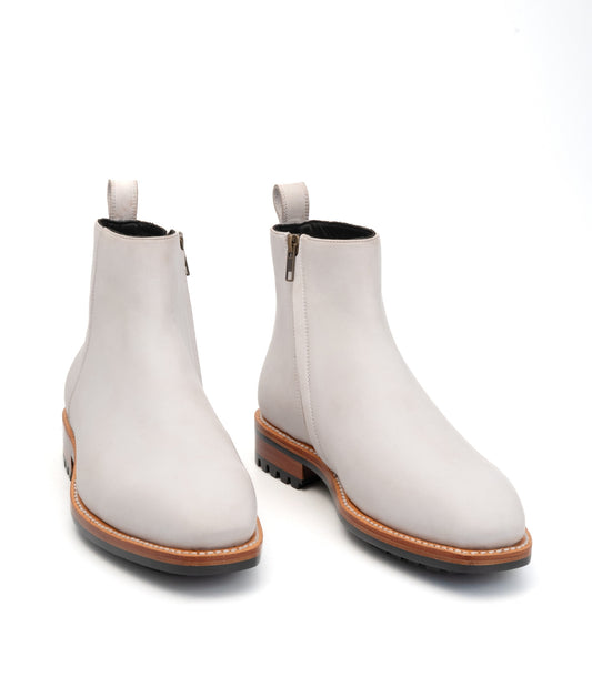 Goodyear Welted  White Full Grain Zipper Chelsea Boot