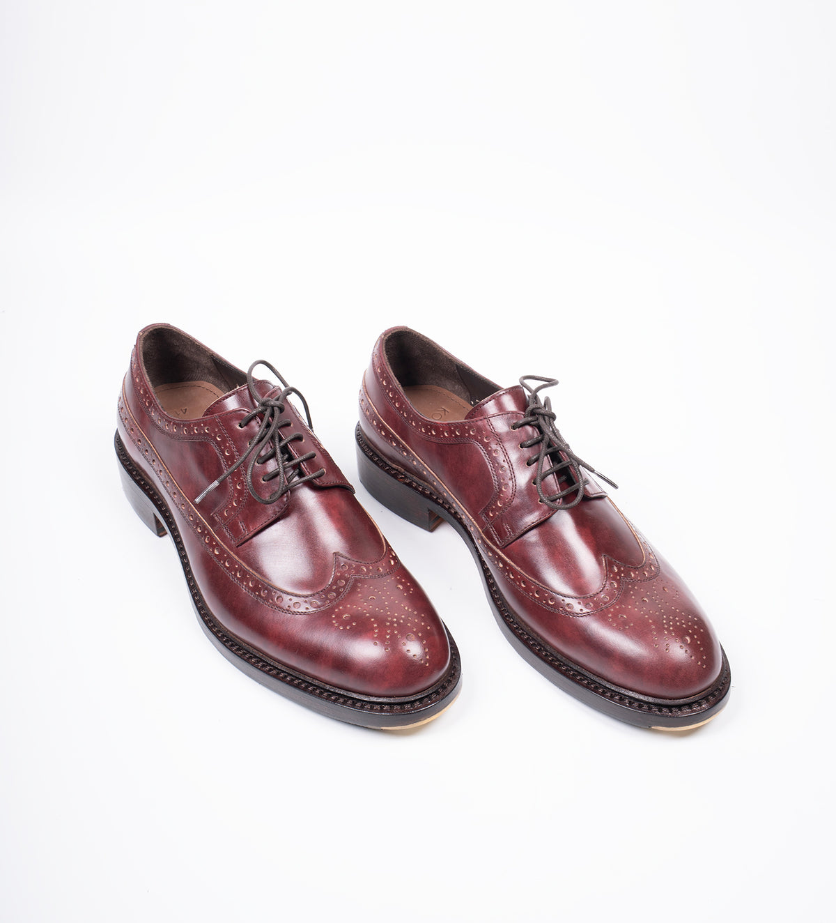 Hand Welted Burgundy Museum calf Longwing Blucher Shoe