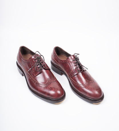 Hand Welted Burgundy Museum calf Longwing Blucher Shoe
