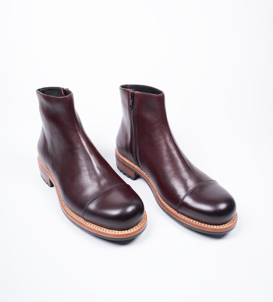 The Arden - Handwelted Burgundy Zipper Chelsea Boot