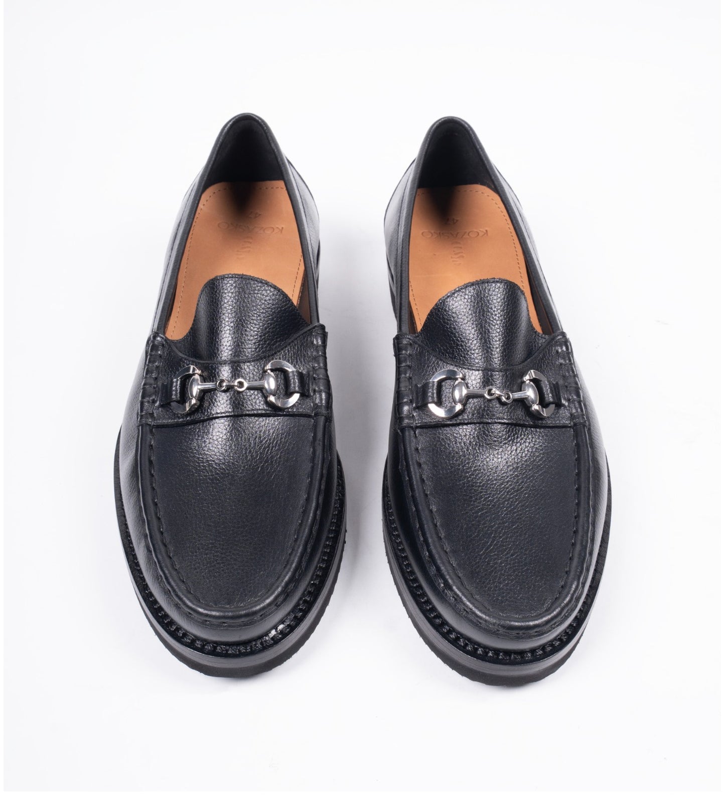 Handwelted Black Unlined Comfort Horsebit Slip-Ons
