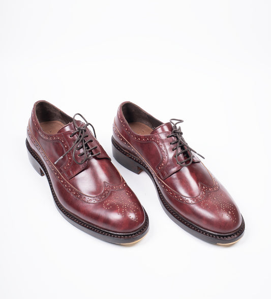 Hand Welted Burgundy Museum calf Longwing Blucher Shoe