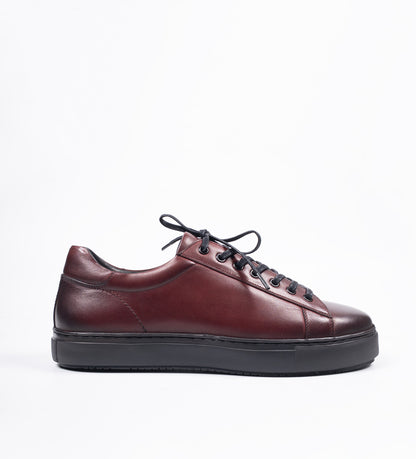 Handmade Classic Burgundy Leather Sneaker
