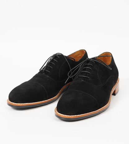 Classic Goodyear Welted Black Suede Captoe Oxfords