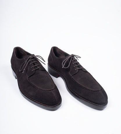 Hand Welted Brown Suede Split Toe Derby