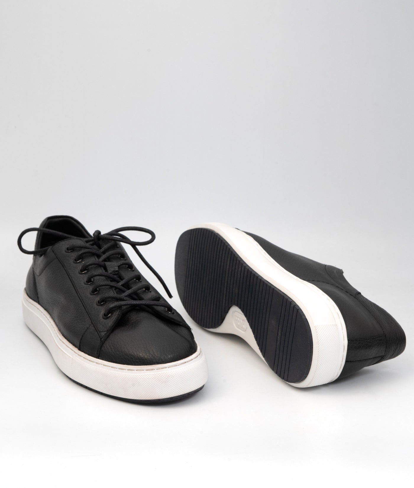 Handmade Unlined Black Milled Leather Sneaker