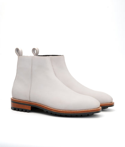 Goodyear Welted  White Full Grain Zipper Chelsea Boot