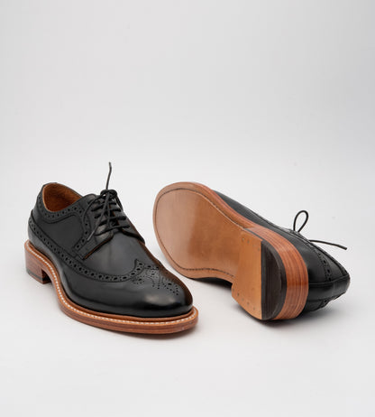 Goodyear Welted Black Longwing Blucher Shoe