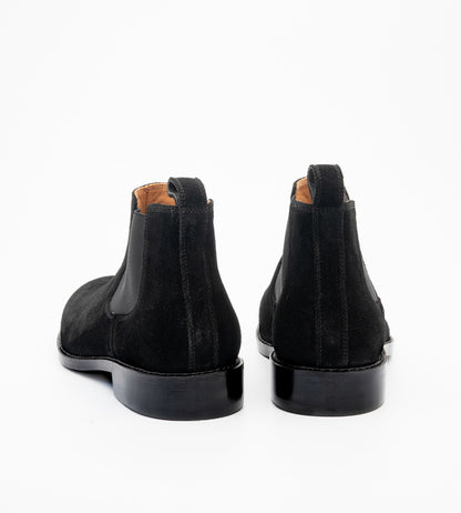 Handwelted Black Suede Chelsea Boot