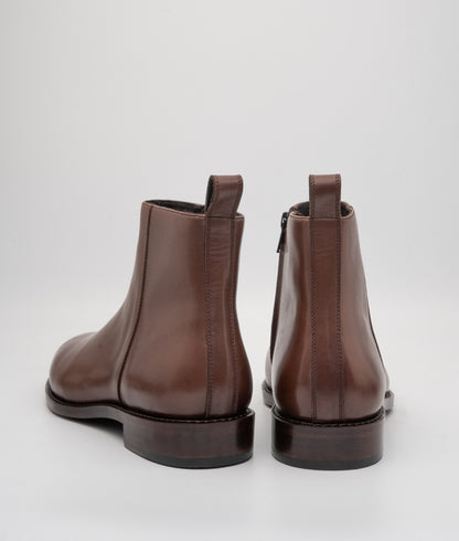 Hand-Welted  Brown Crust Zipper Chelsea Boot