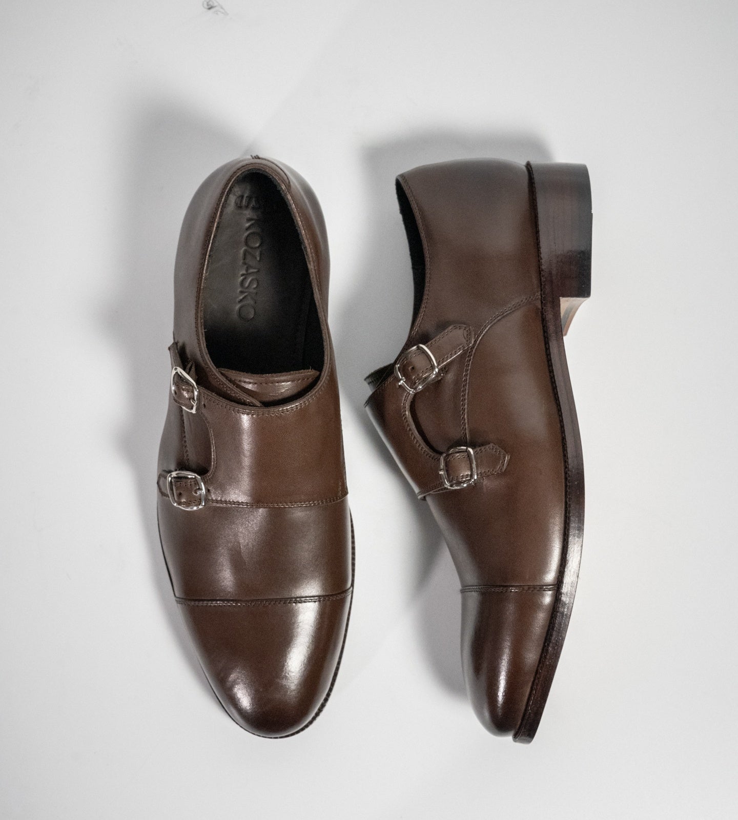 Blake Stitched Brown Double Monk Strap shoe