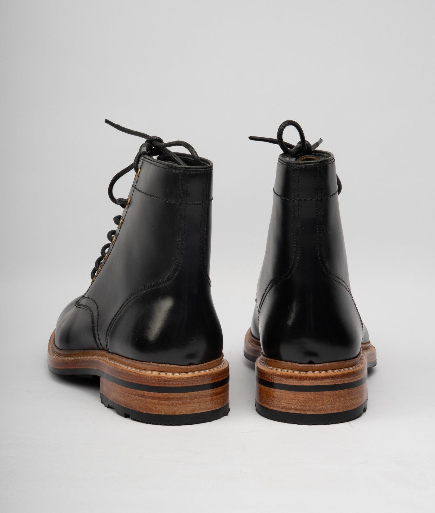 VIRASAT - Hand Welted Michigan Black Full Grain Plain Toe Boot