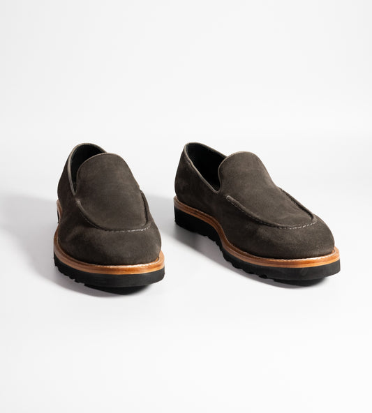 Hand-Welted Comfort Grey Suede Loafers