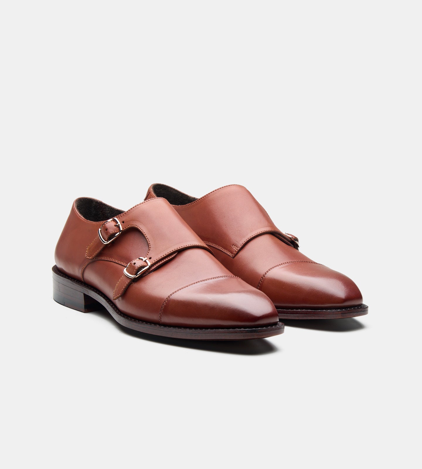 Goodyear Welted Cognac Double Strap Monk Shoe