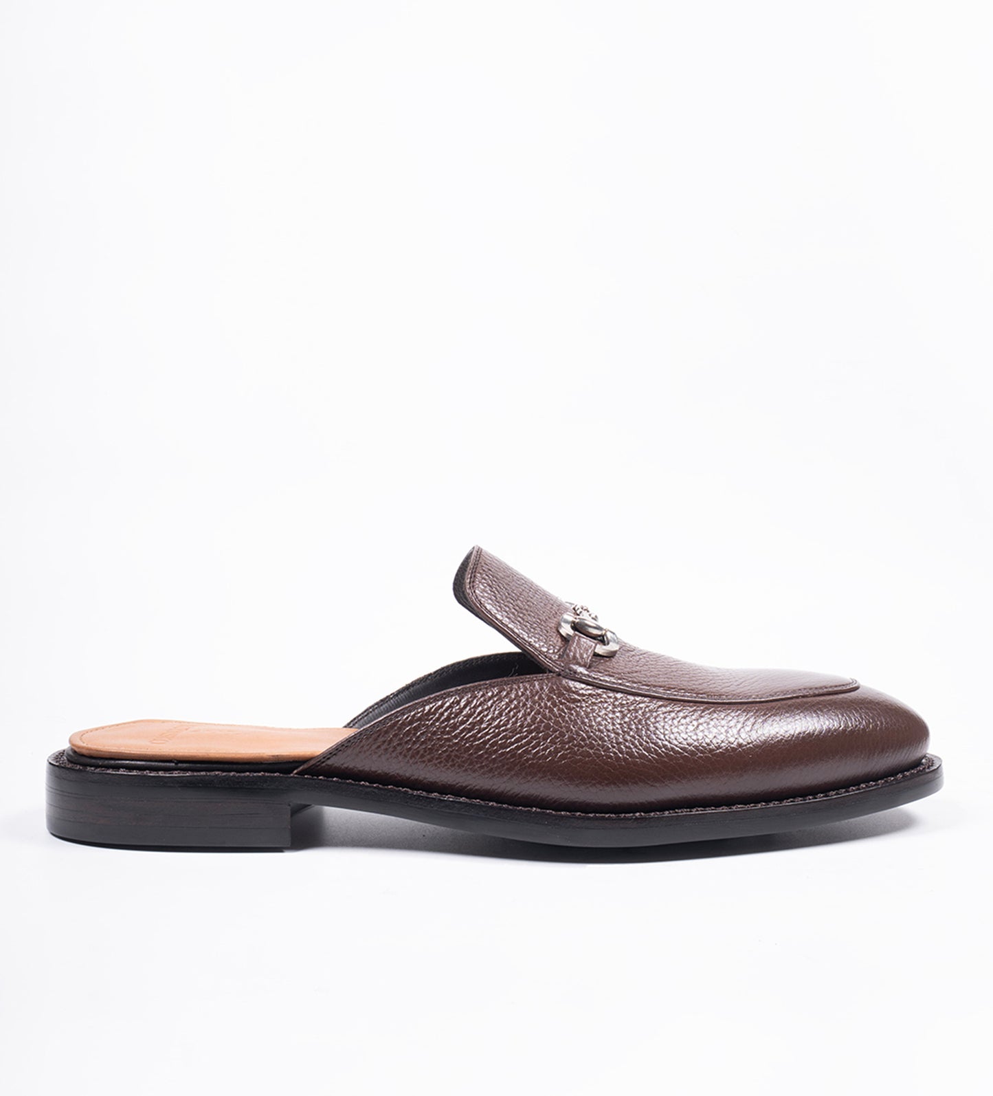Handwelted Brown Milled Leather Horsebit Mules