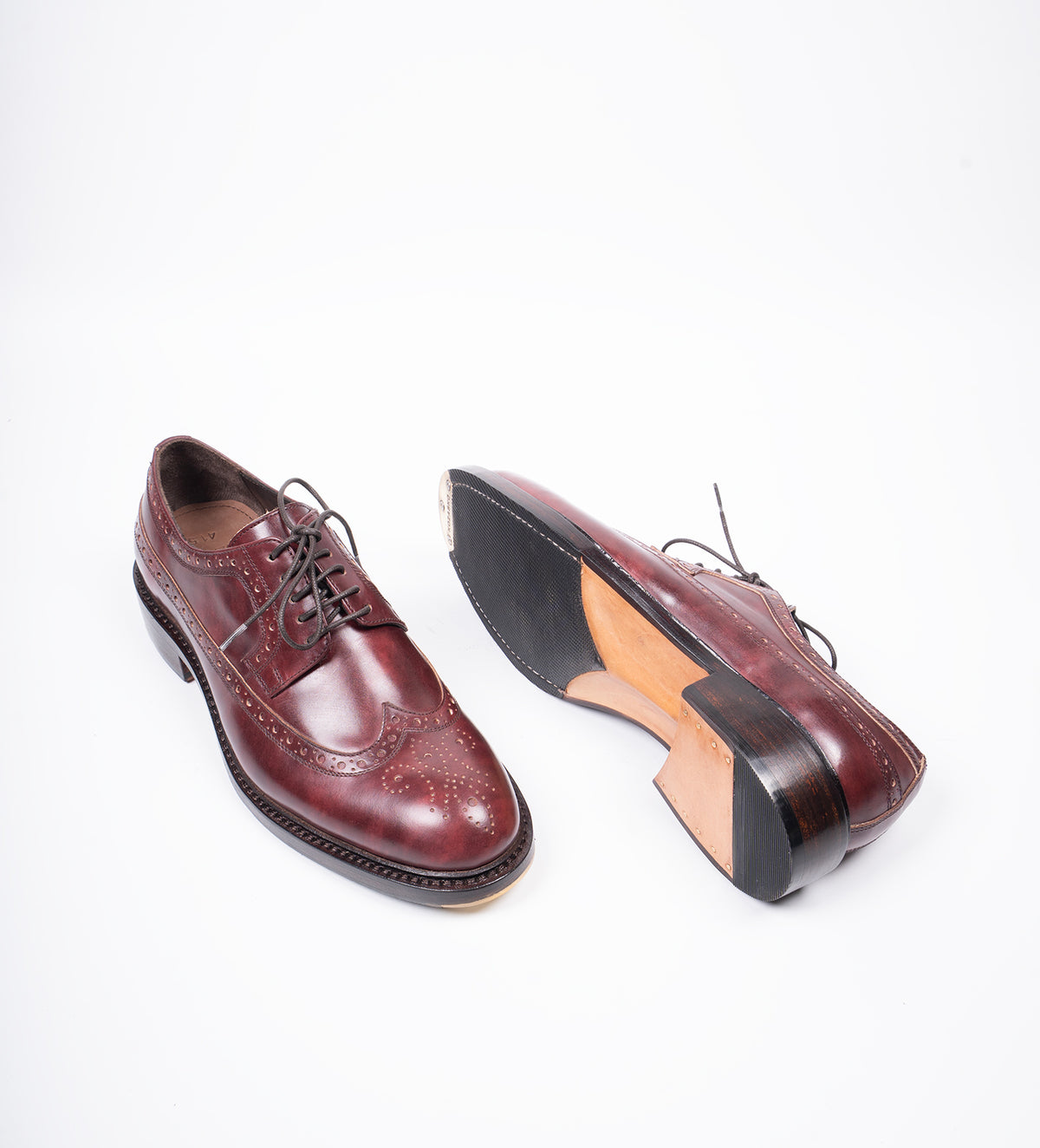 Hand Welted Burgundy Museum calf Longwing Blucher Shoe