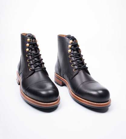 The Frontier - Hand Welted  Black Full Grain Oil Pull up Leather Work Boot