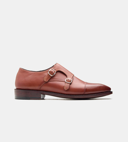 Goodyear Welted Cognac Double Strap Monk Shoe