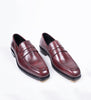 Handwelted Burgundy Museum Calf Chisel Toe Penny Loafer