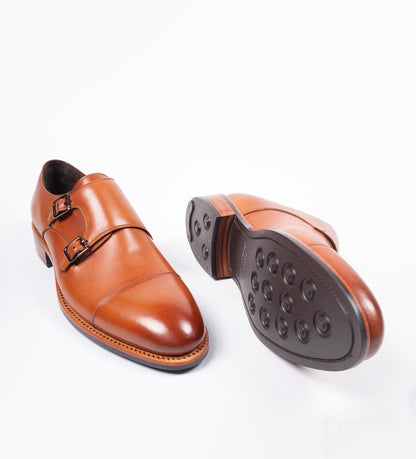 Goodyear Welted Double Strap Tan Monk Shoe