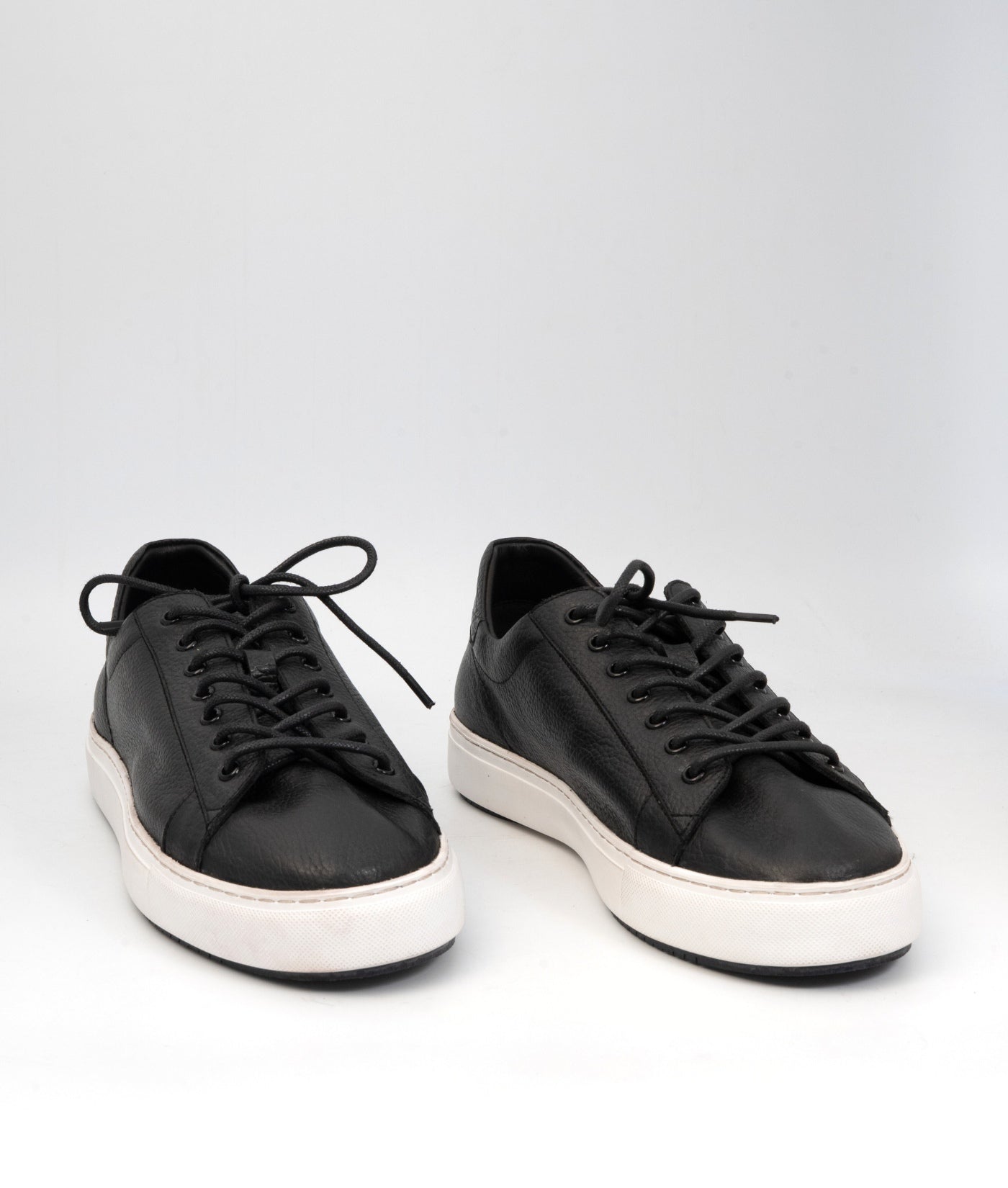 Handmade Unlined Black Milled Leather Sneaker