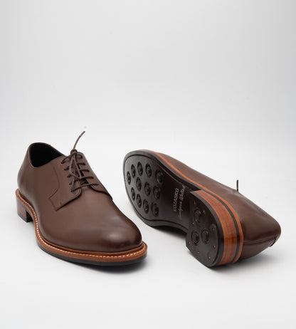 Hand-Welted Brown Plain Toe Blucher