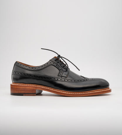 Goodyear Welted Black Longwing Blucher Shoe