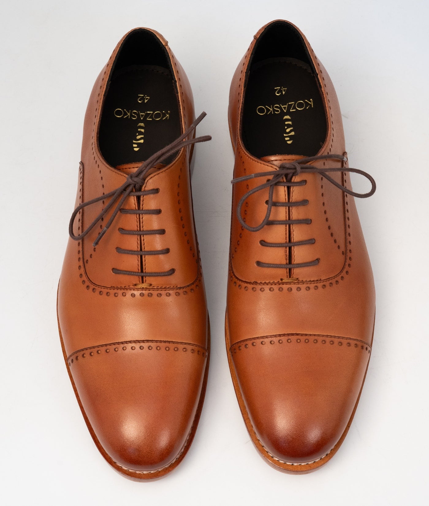 Goodyear Welted Tan Captoe Oxfords with Punches