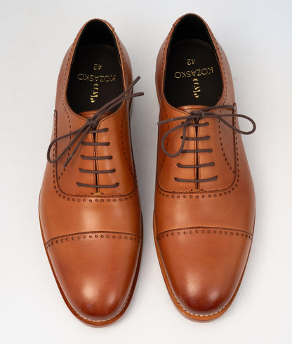 Goodyear Welted Tan Captoe Oxfords with Punches