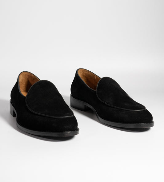 Goodyear Welted Black Suede  Belgian Loafer