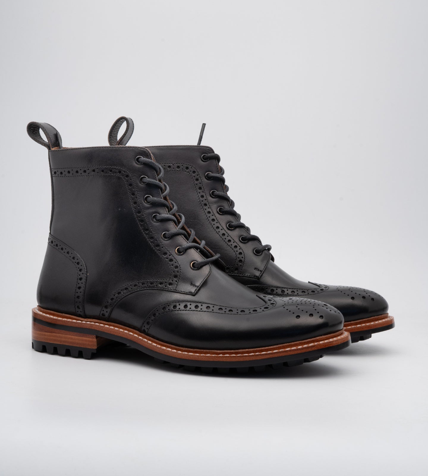 Goodyear Welted Black Wingtip Brogue Boot