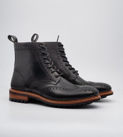 Goodyear Welted Black Wingtip Brogue Boot