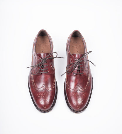 Hand Welted Burgundy Museum calf Longwing Blucher Shoe