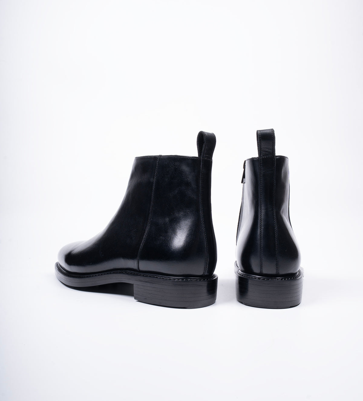 Hand Welted  Black Crust Zipper Chelsea Boot