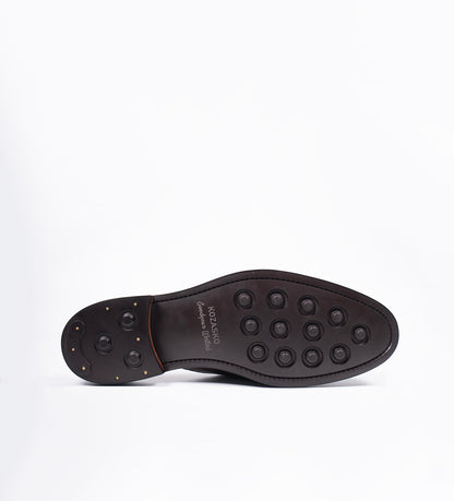 Handwelted Brown Milled Leather Horsebit Mules