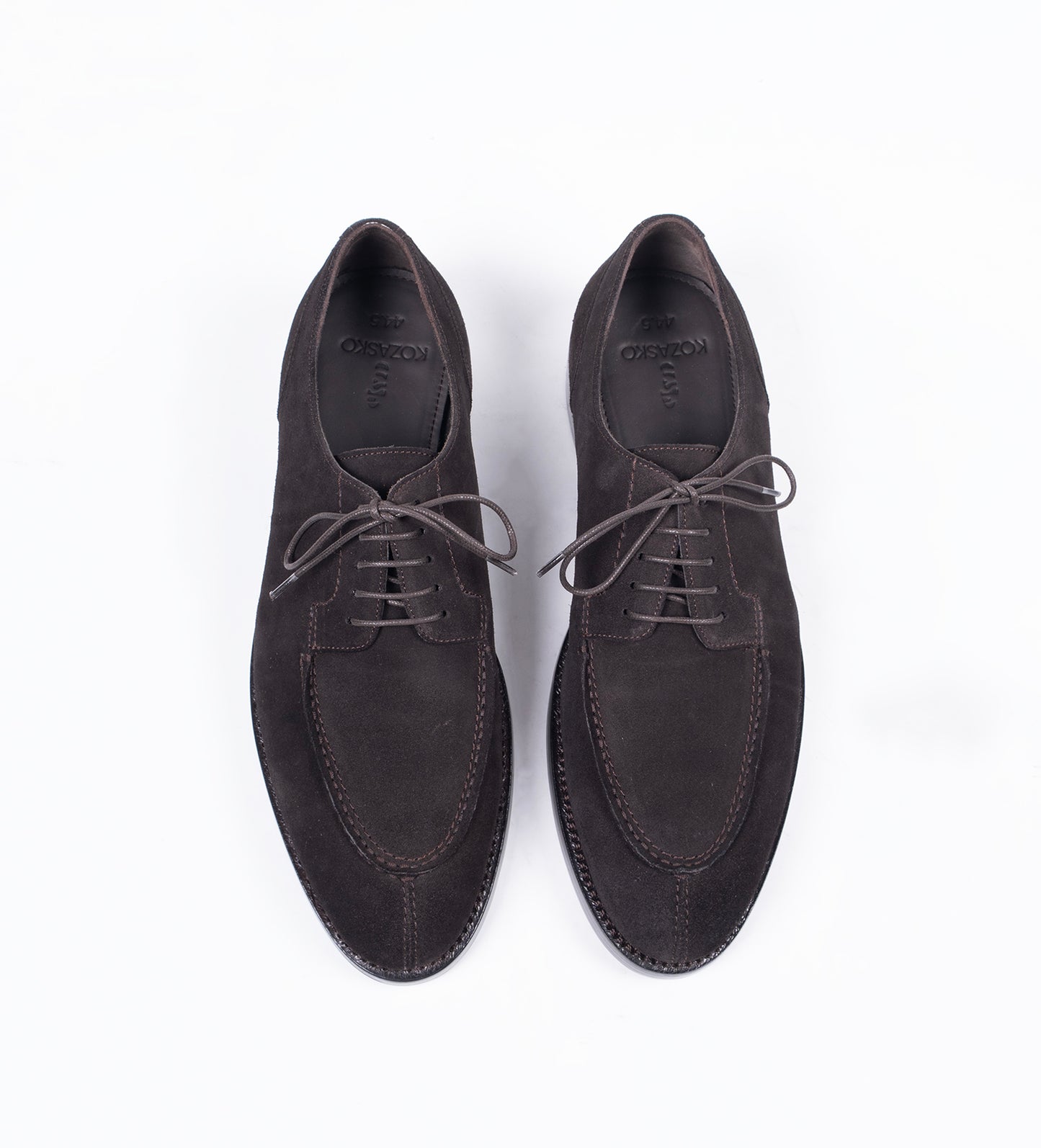 Hand Welted Brown Suede Split Toe Derby