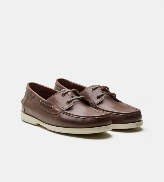 Blake Stitched Brown Leather Boat Lace-Up Shoe