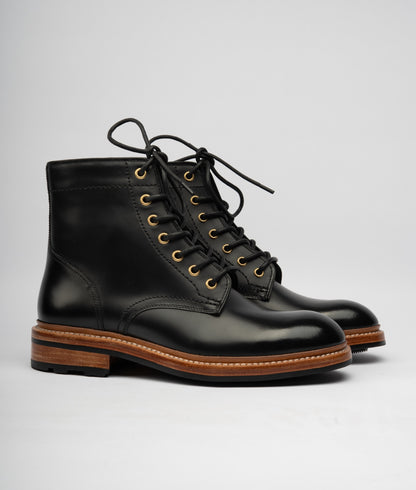 VIRASAT - Hand Welted Michigan Black Full Grain Plain Toe Boot