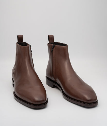 Hand-Welted  Brown Crust Zipper Chelsea Boot