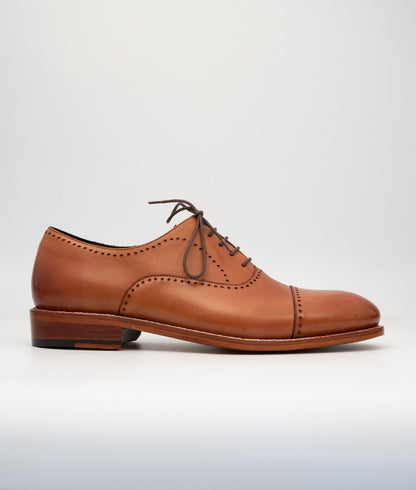 Goodyear Welted Tan Captoe Oxfords with Punches