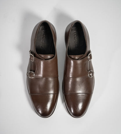 Blake Stitched Brown Double Monk Strap shoe