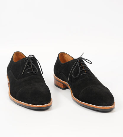 Classic Goodyear Welted Black Suede Captoe Oxfords