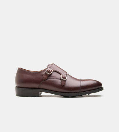 Goodyear Welted Brown Double Strap Monk Shoes