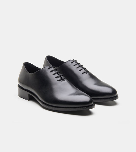 Goodyear Welted Almond Toe Black Wholecut Oxfords