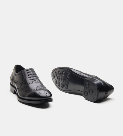 Goodyear Welted Full Black Wingtip Oxfords